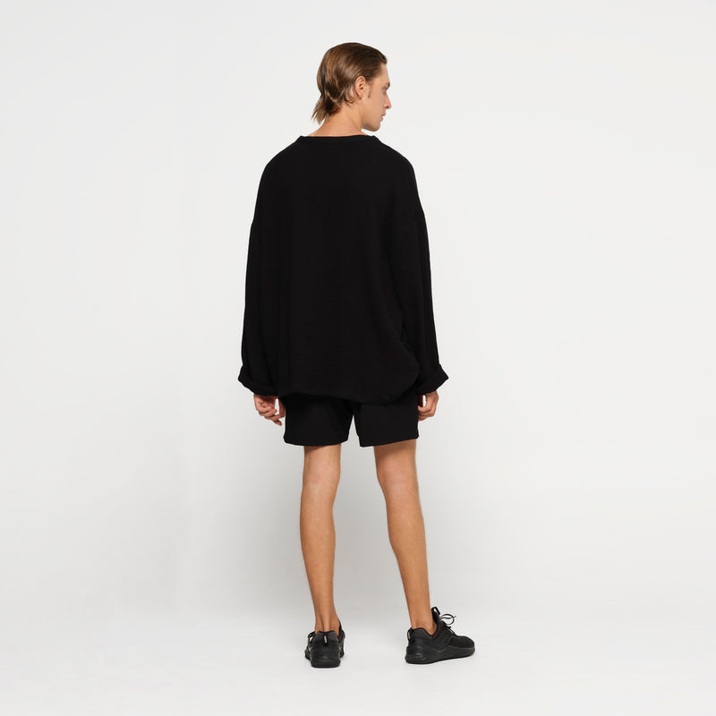 Mens Black Hemp Gauze Top