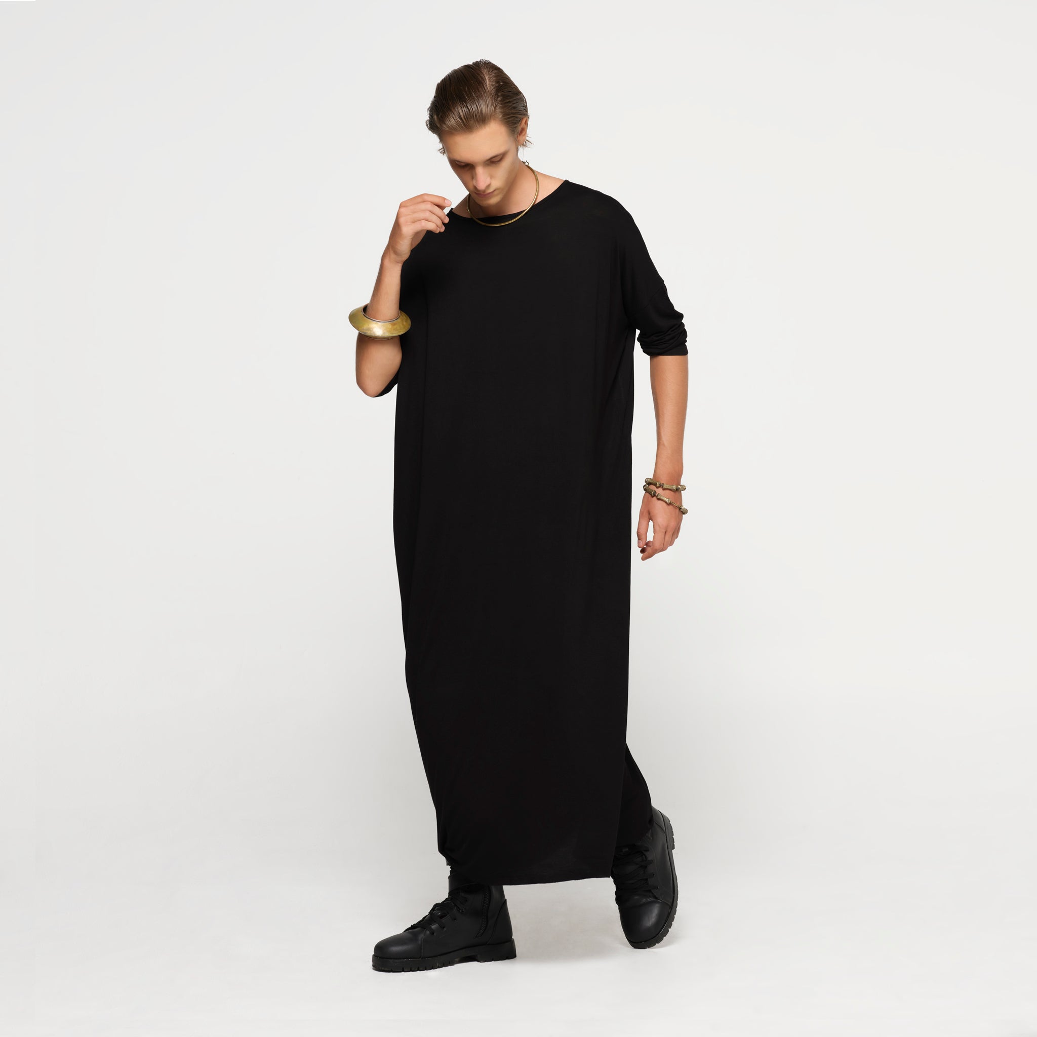 Men's Long Sleeve Black Kaftan