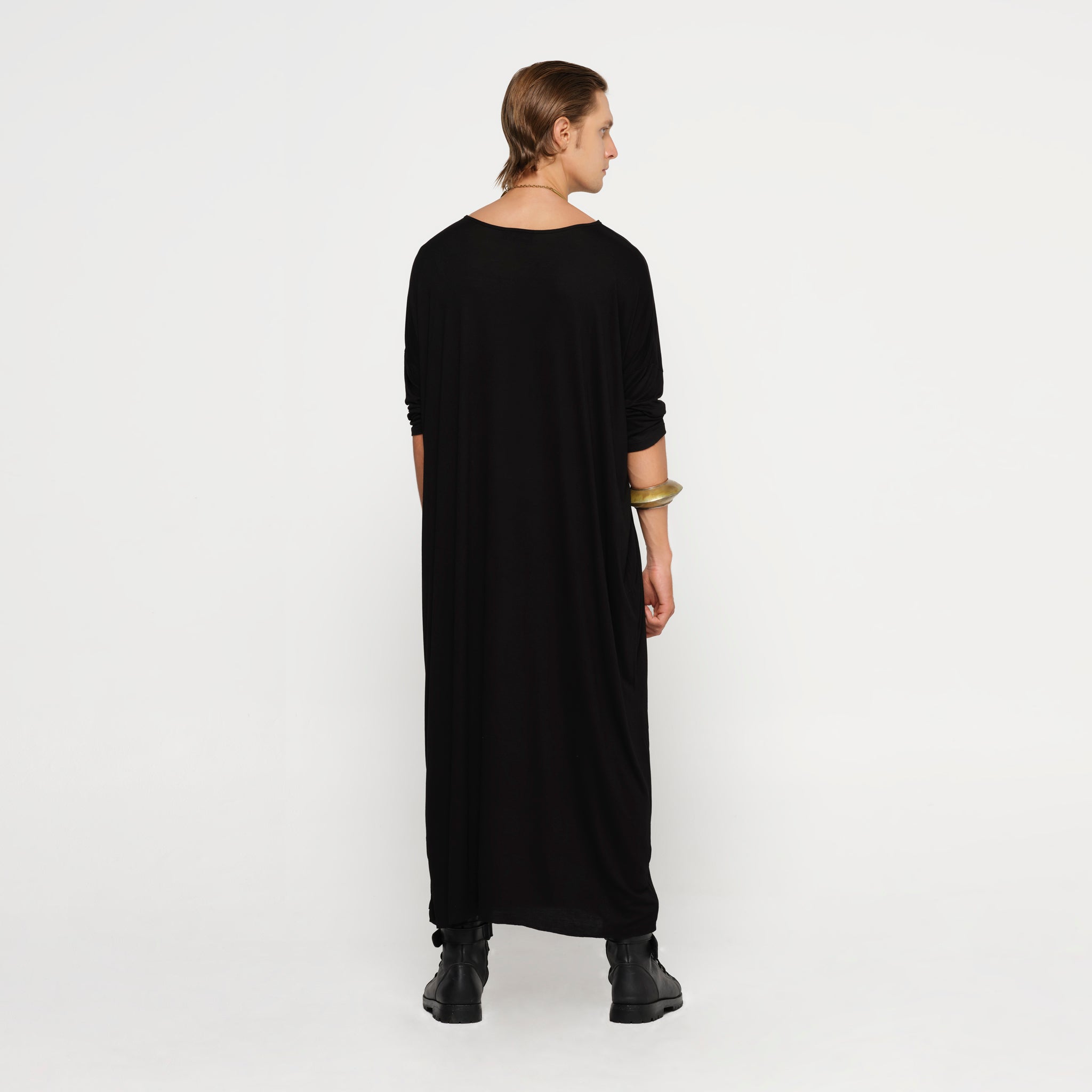 Men's Long Sleeve Black Kaftan