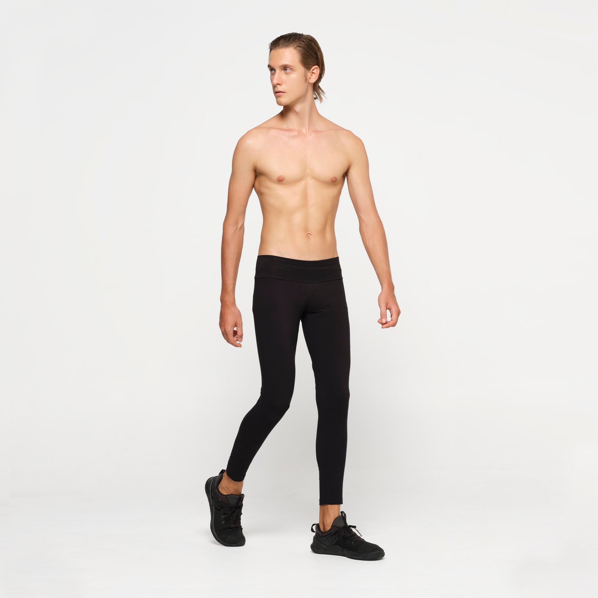 Mens Black Leggings Organic Cotton Lycra