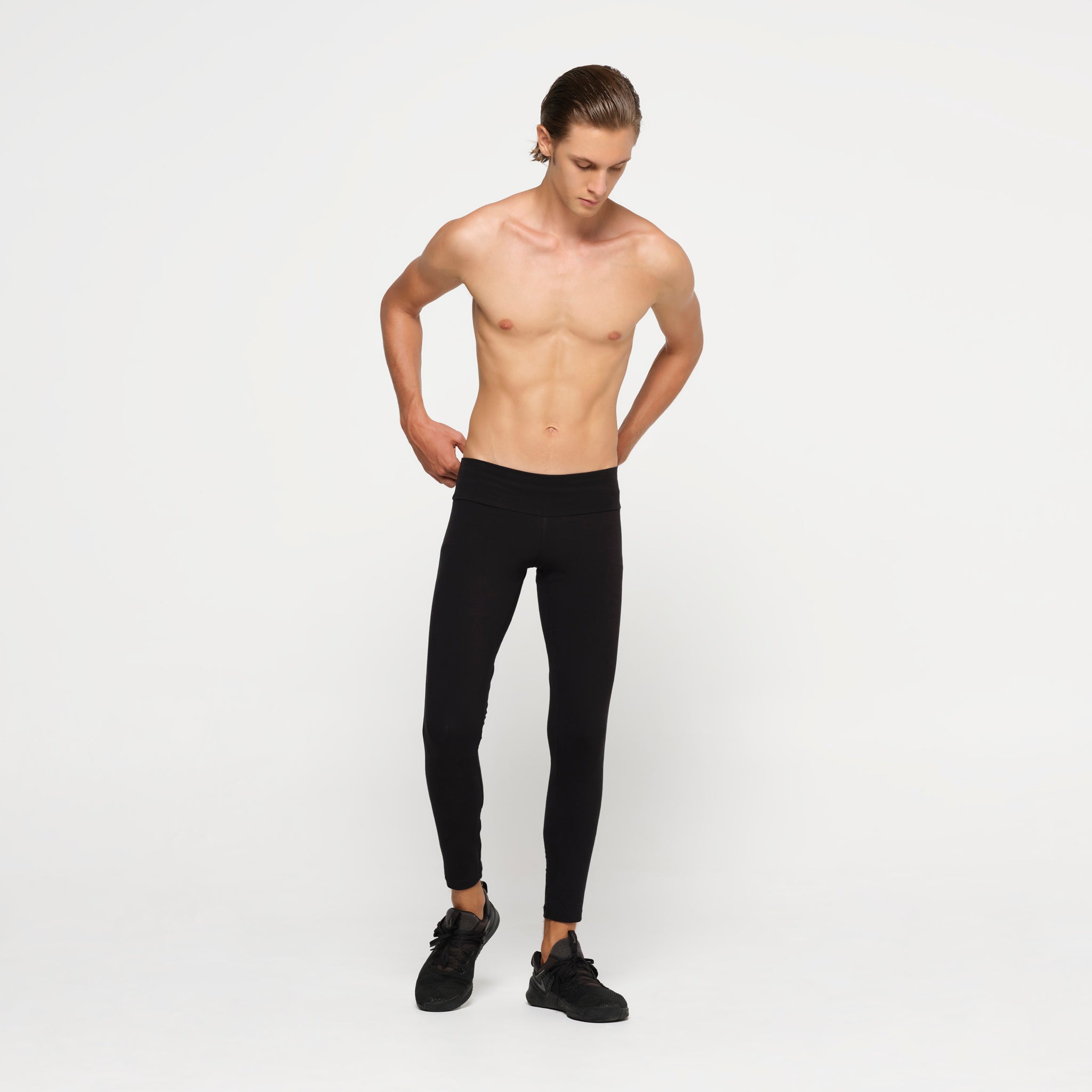 Mens Black Leggings Organic Cotton Lycra