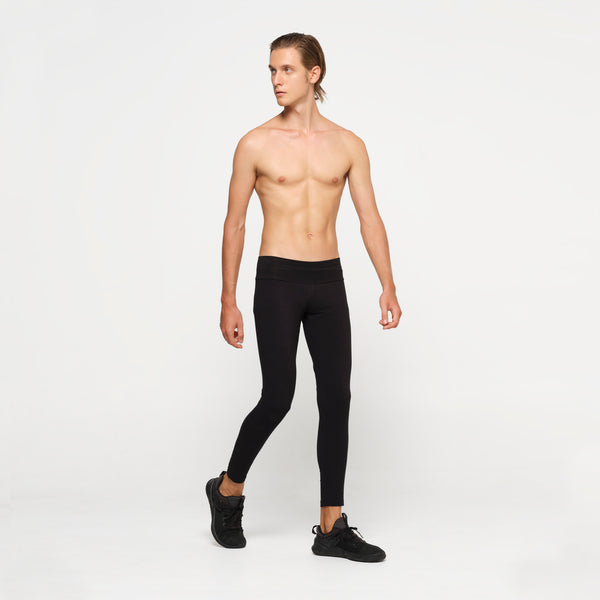 Mens Black Leggings Organic Cotton Lycra