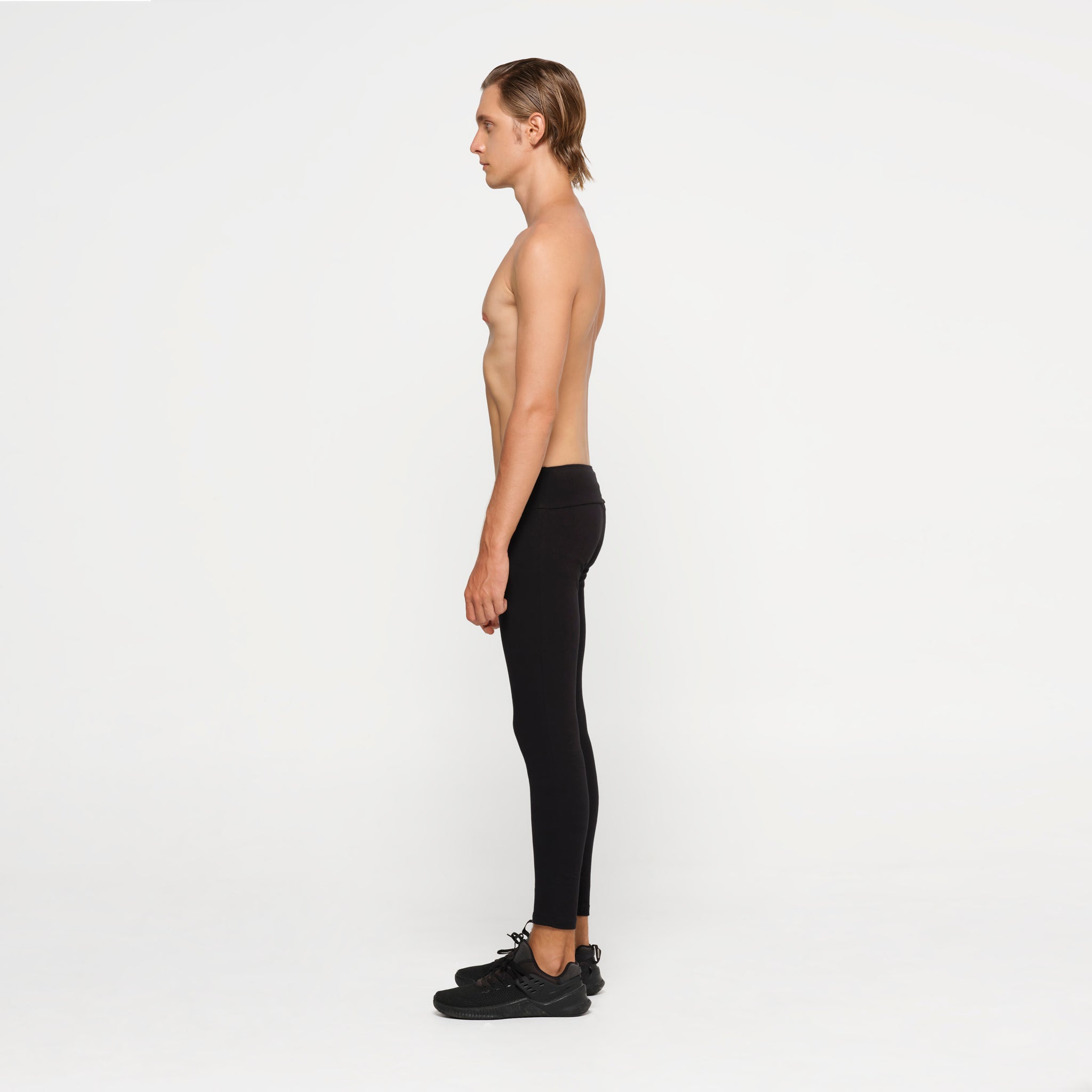 Mens Black Leggings Organic Cotton Lycra