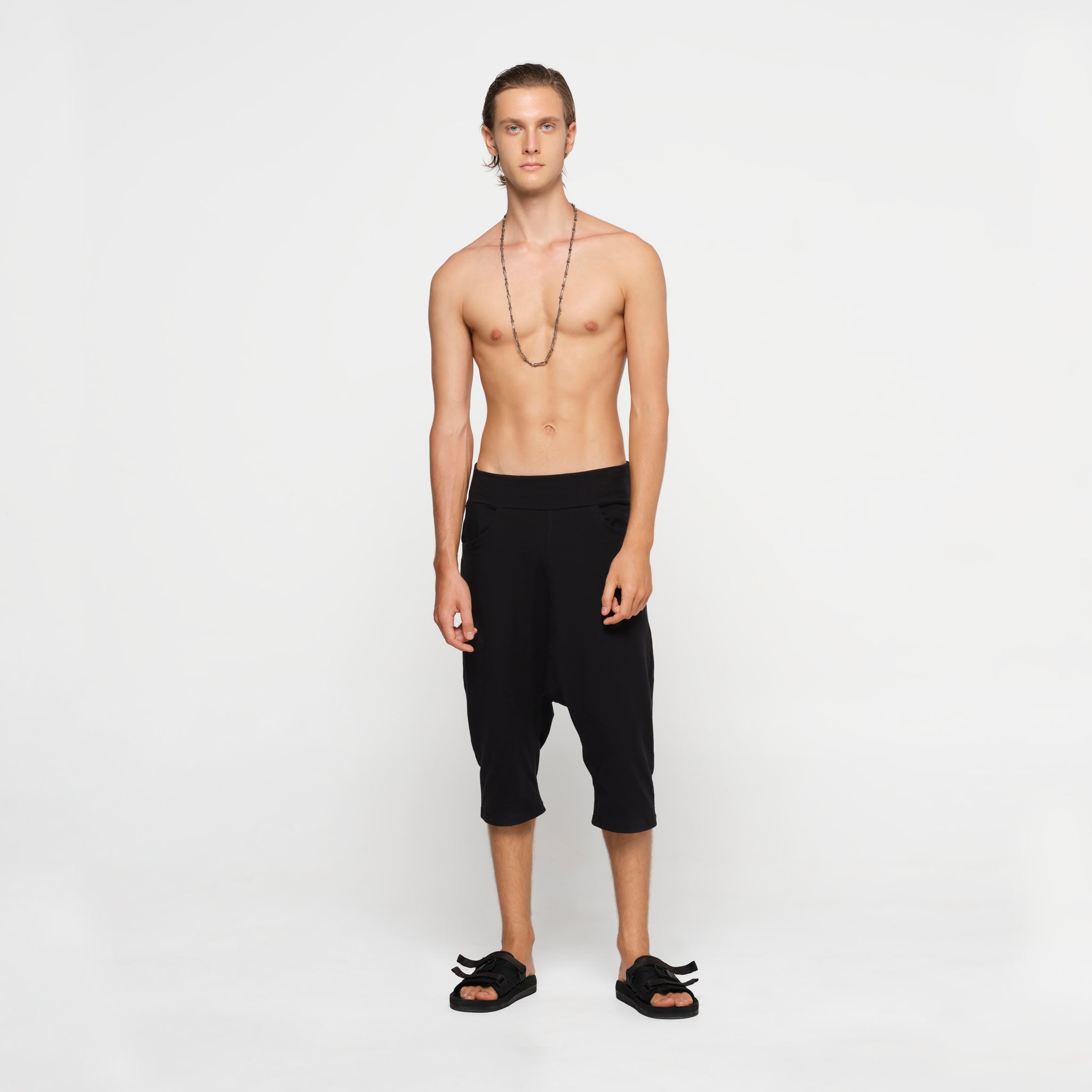 Men's Black Low Crotch Shorts Organic Cotton Lycra