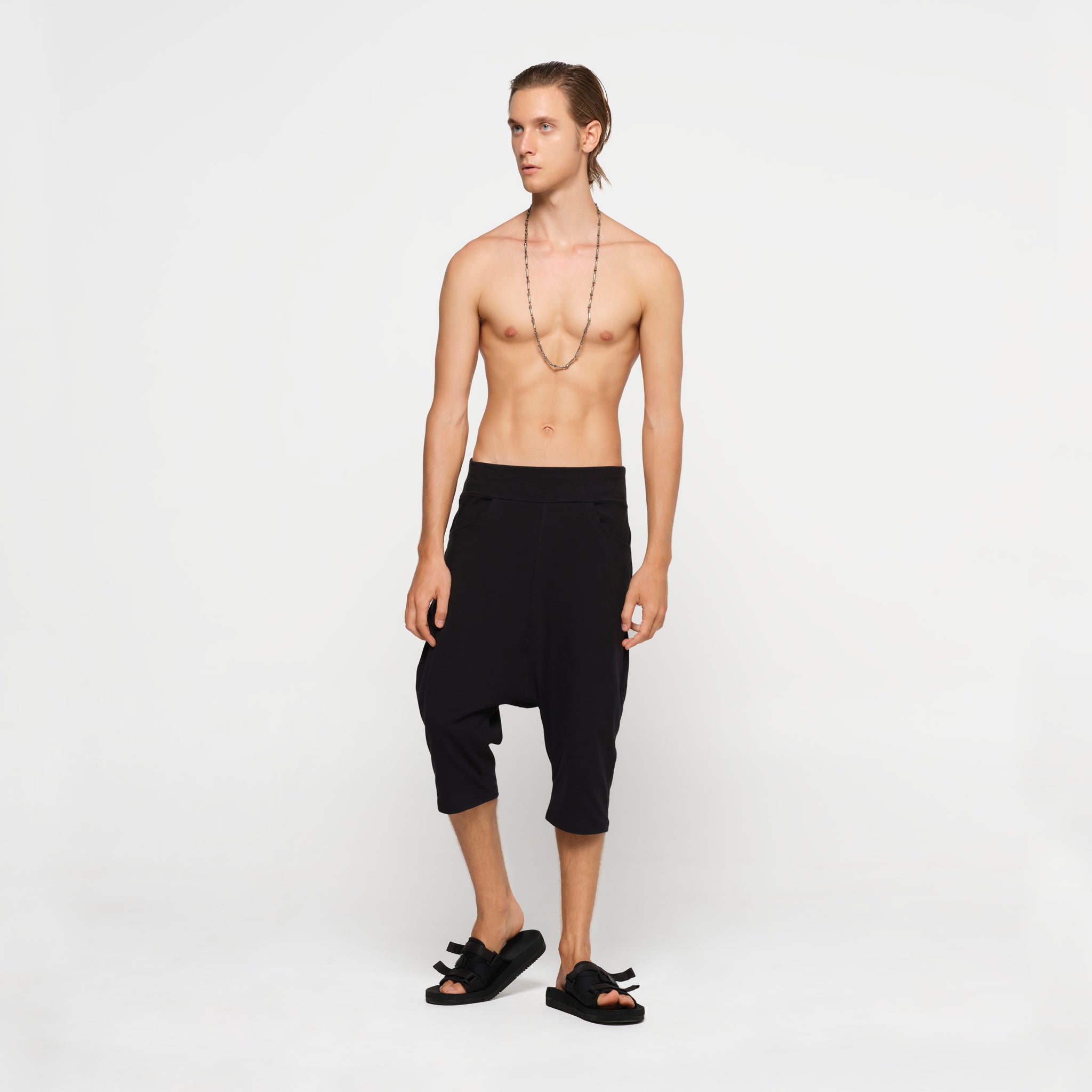 Men's Black Low Crotch Shorts Organic Cotton Lycra