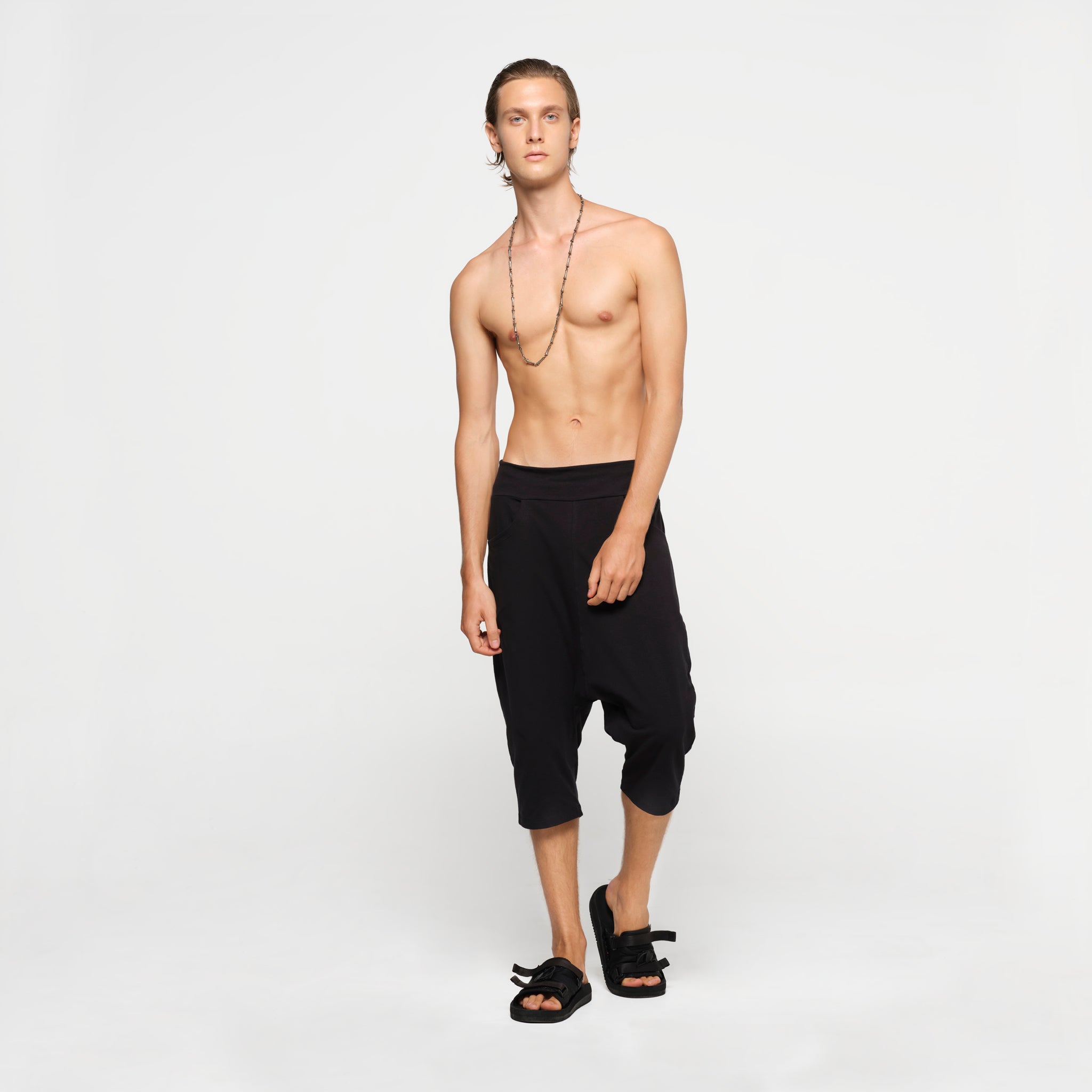 Men's Black Low Crotch Shorts Organic Cotton Lycra