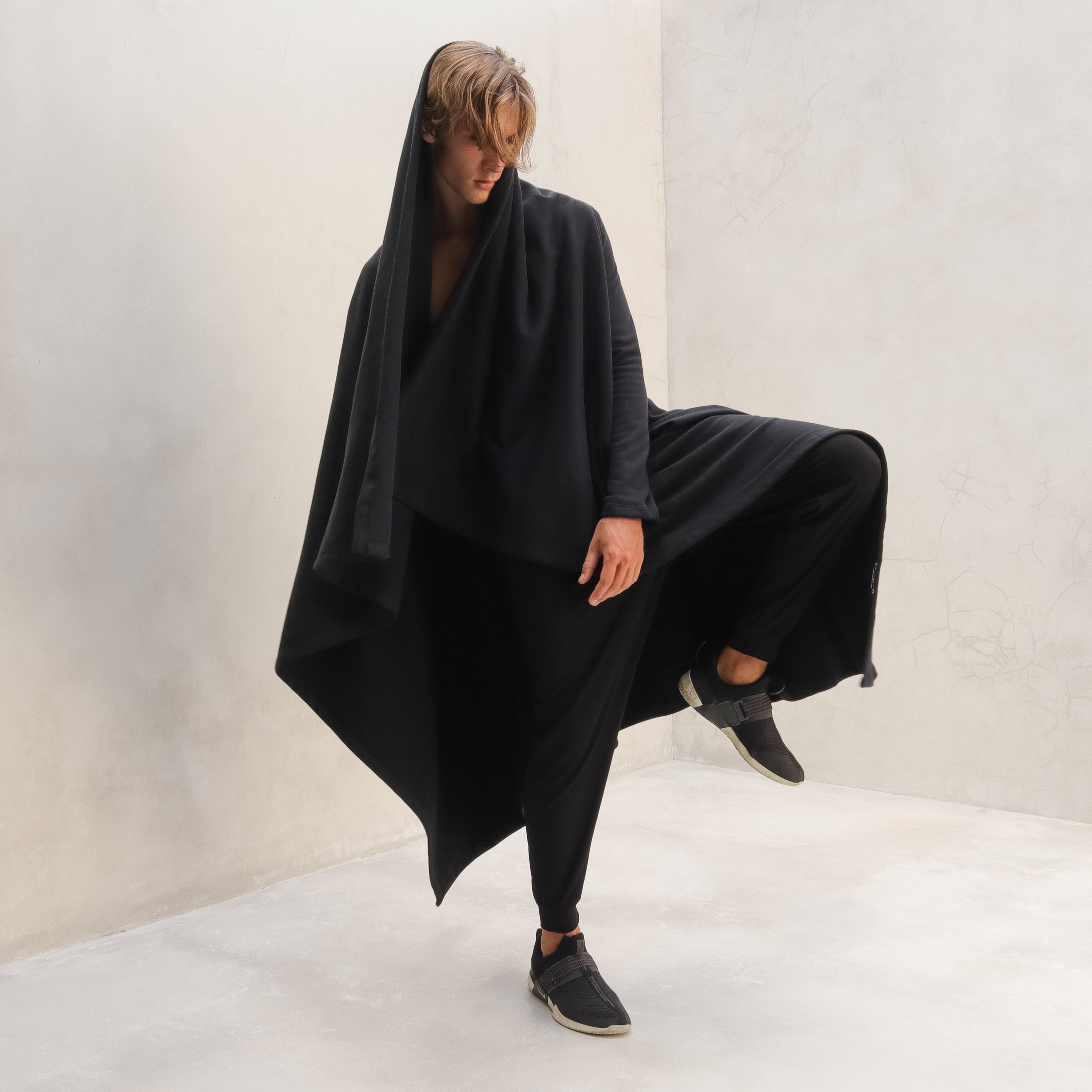 Black Wrap Mens Cloak Organic Cotton