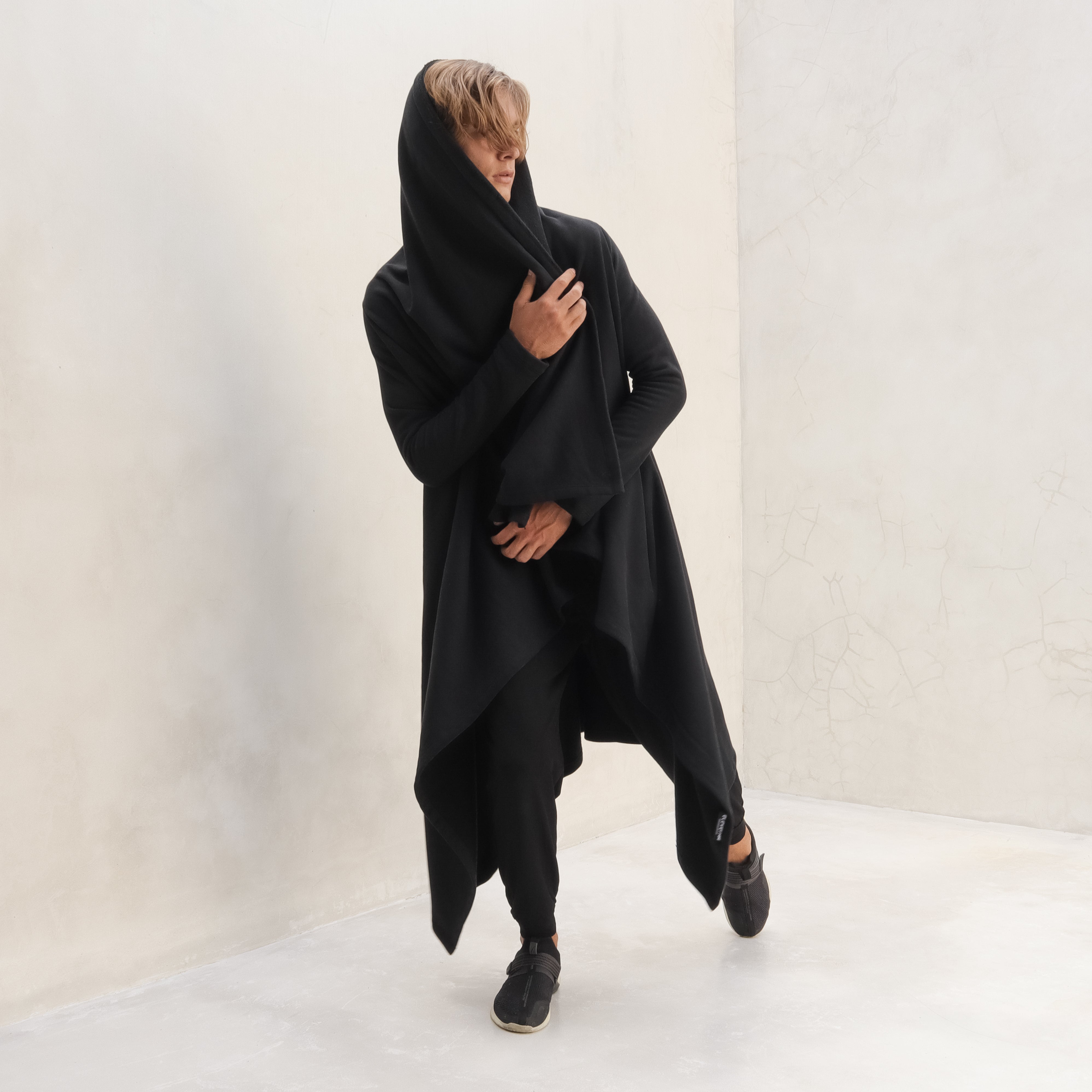 Black Wrap Mens Cloak Organic Cotton