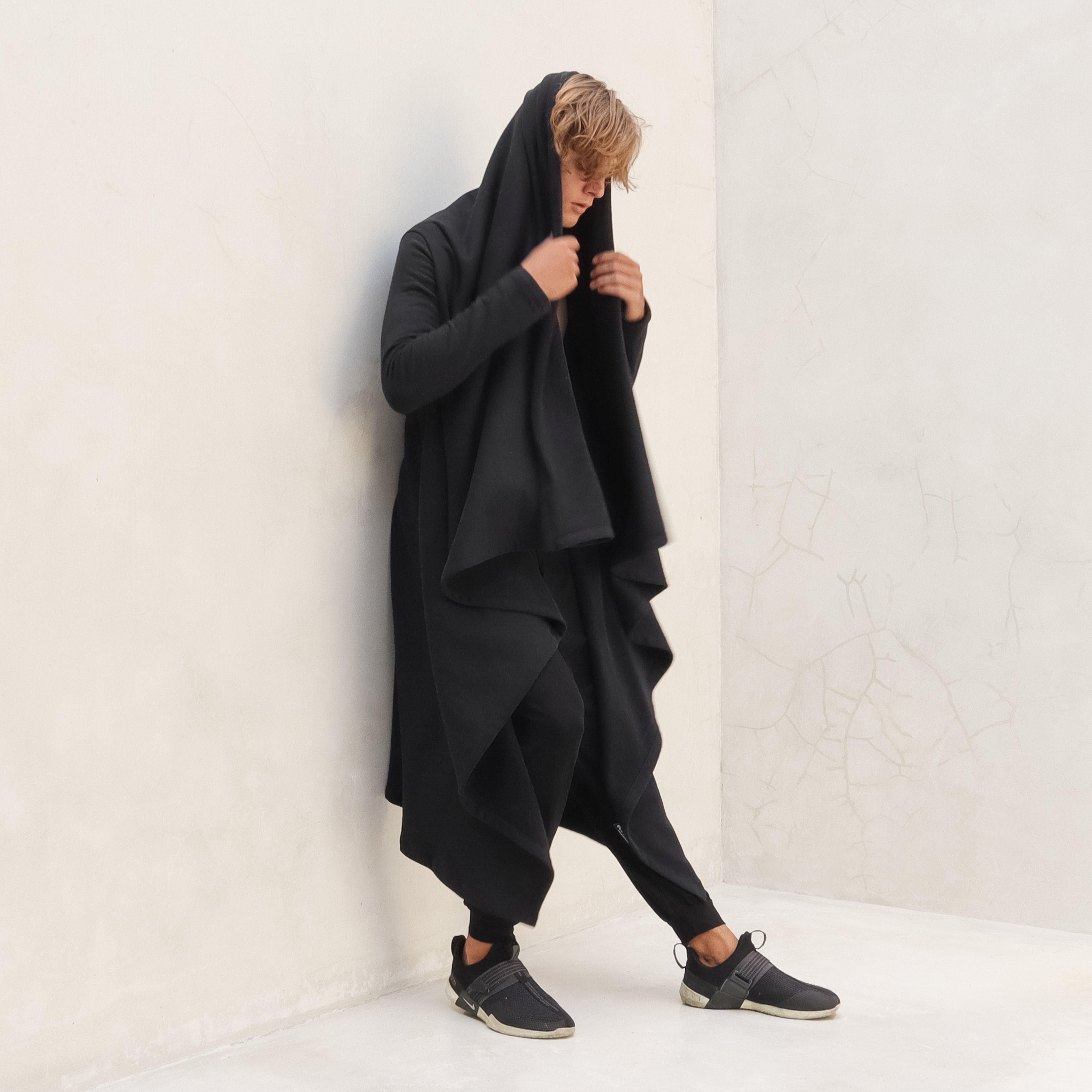 Black Wrap Mens Cloak Organic Cotton