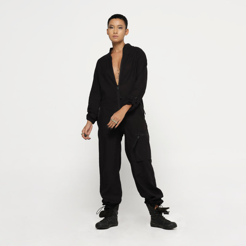Summer Coverall Black Hemp