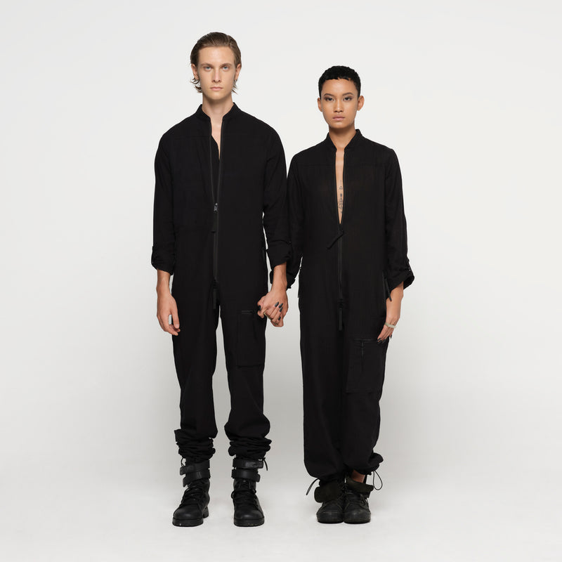 Summer Coverall Black Hemp