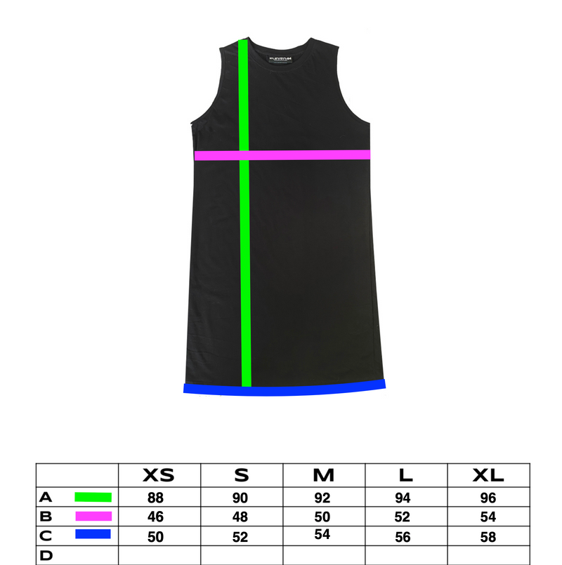 Mens Sleeveless Tee Long Black Organic Cotton