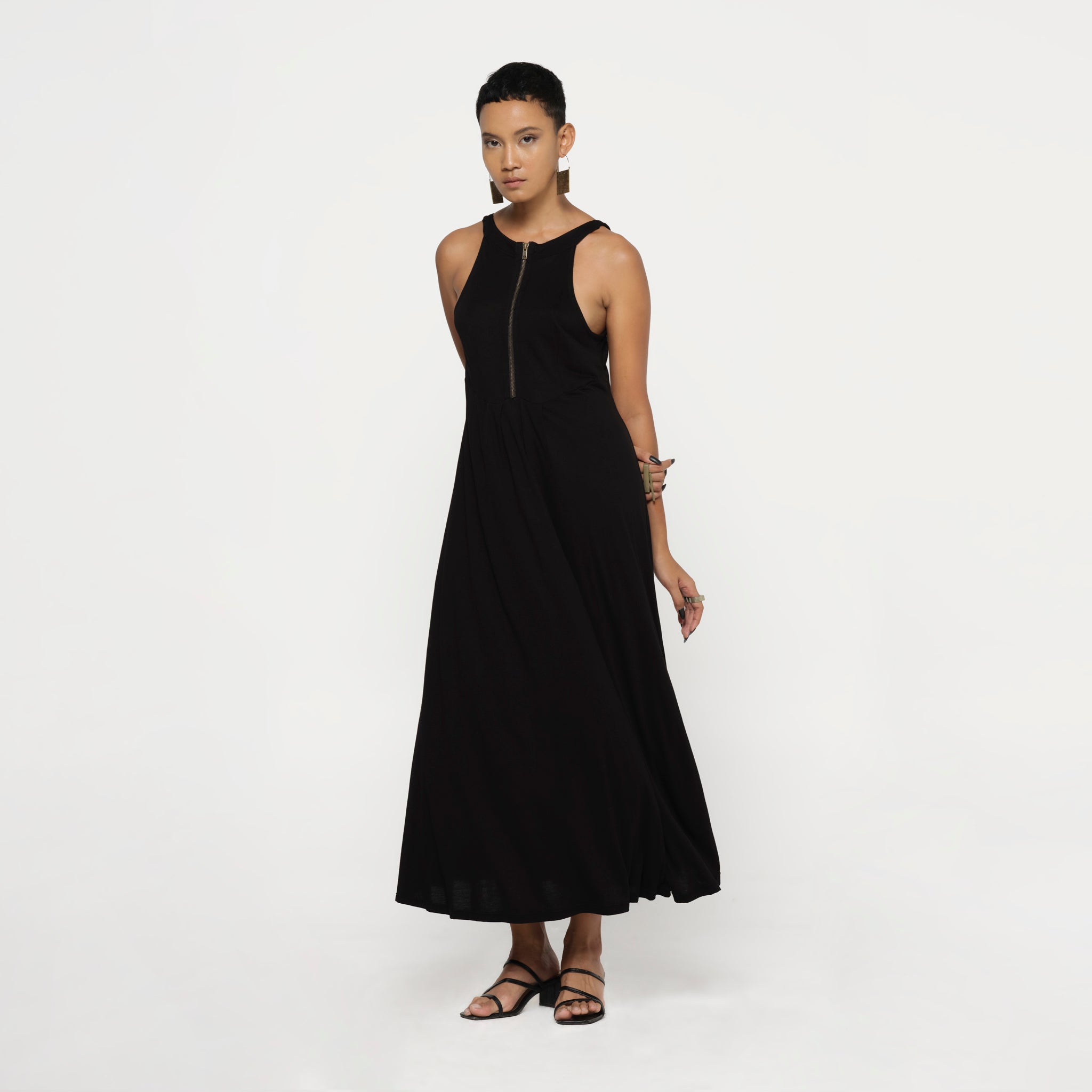 Zip Dress Black Bamboo Jersey