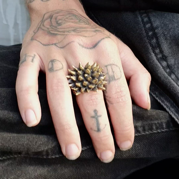 Mens Spike Ring Gold