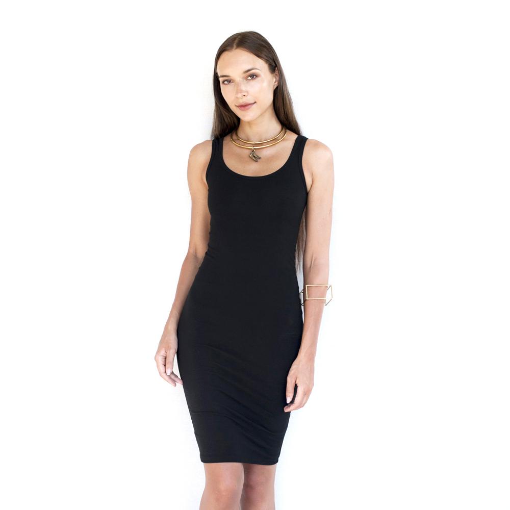 Black Bodycon Dress Organic Cotton Lycra - eleven44