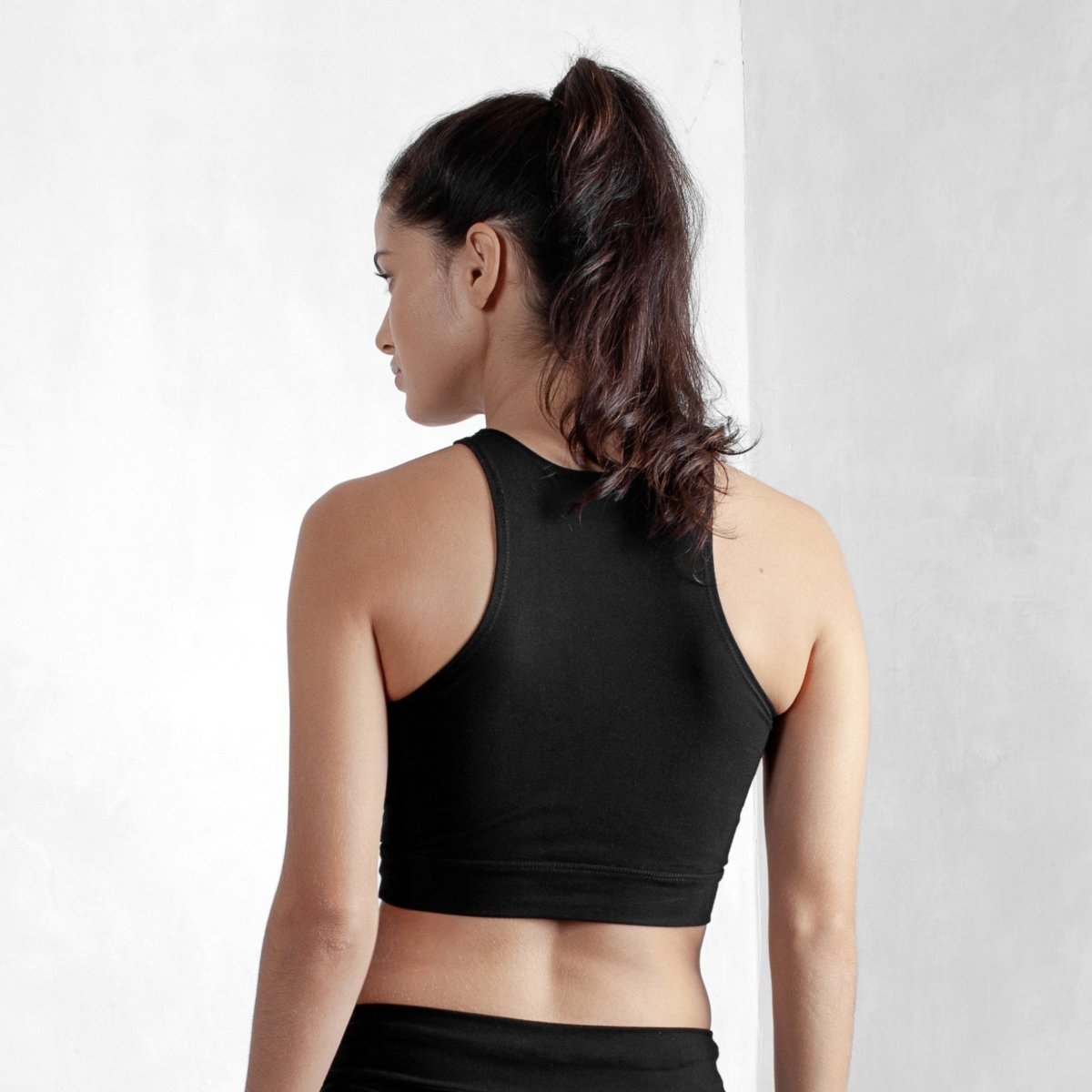 Black Crop Top Organic Cotton Lycra - eleven44