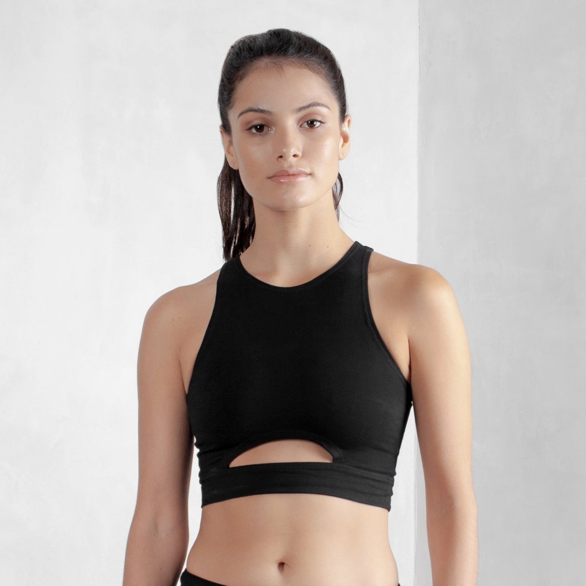 Black Crop Top Organic Cotton Lycra - eleven44