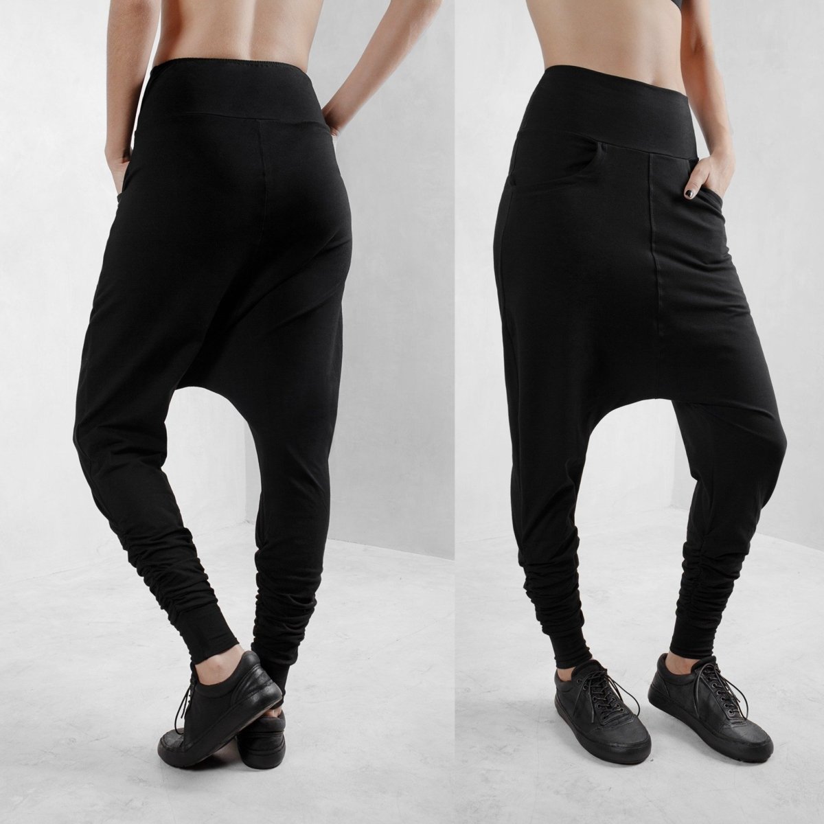 Black Low Crotch Pants Organic Cotton Lycra