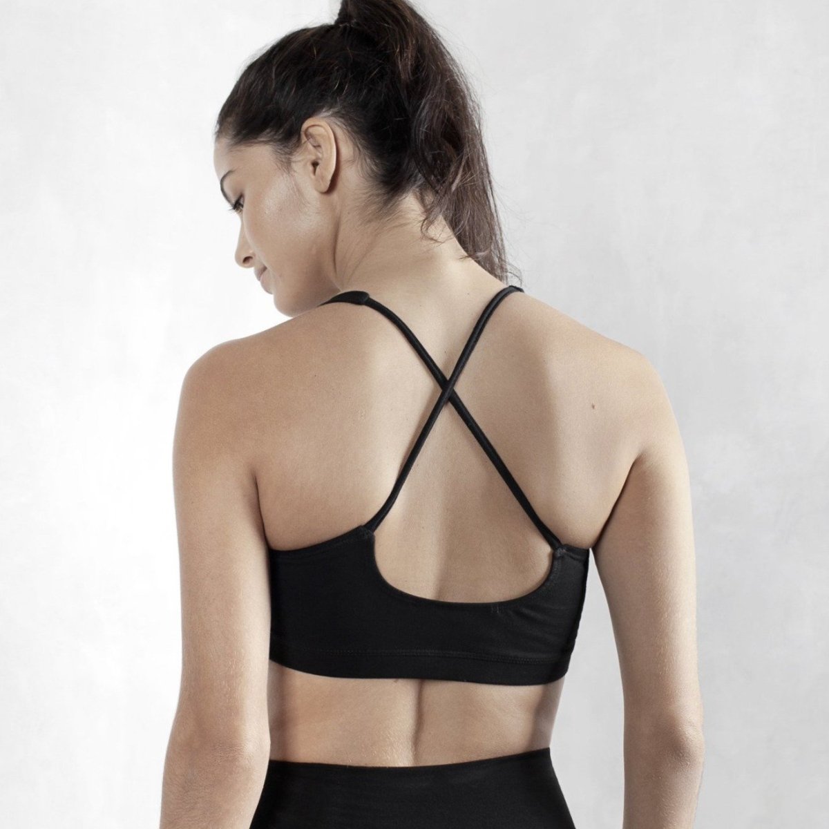 Black Sports Bra Organic Cotton Lycra - eleven44