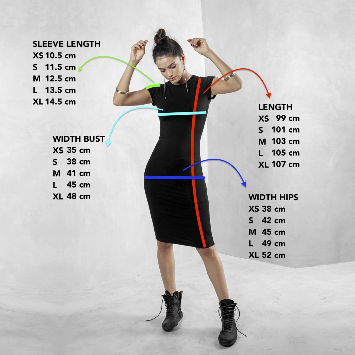 Black T-Shirt Dress Modal Lycra - eleven44