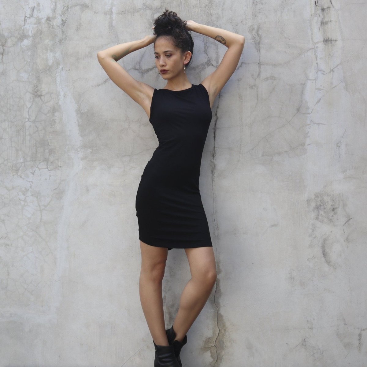 Black Tank Dress Modal Lycra - eleven44