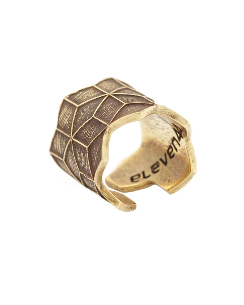 Cube Ring & Ear Cuff Gold - eleven44