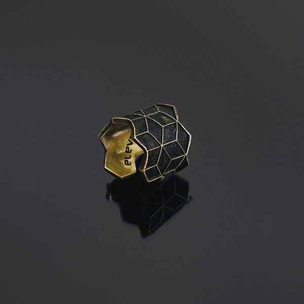 Cube Ring & Ear Cuff Gold - eleven44