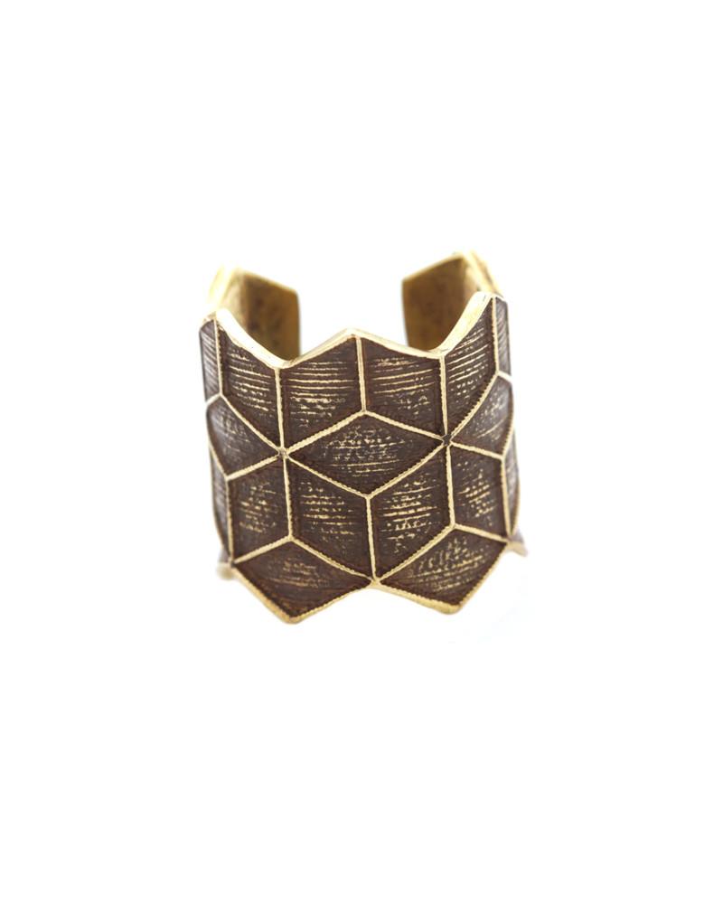 Cube Ring & Ear Cuff Gold - eleven44
