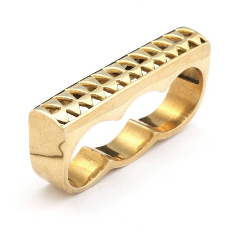 Mens 3 Finger Triangle Ring Gold - eleven44