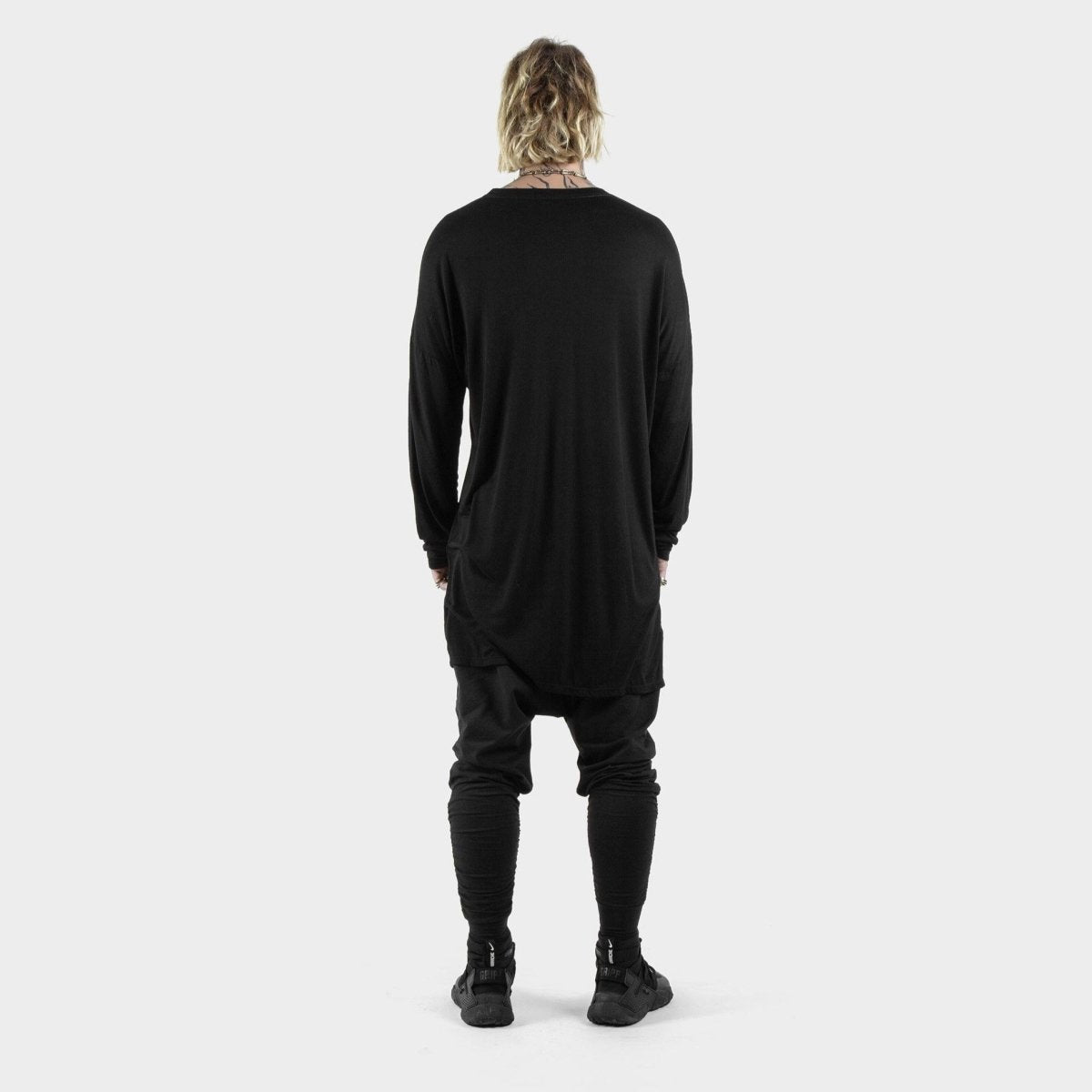 Mens Black Long Sleeve Tshirt Bamboo - eleven44