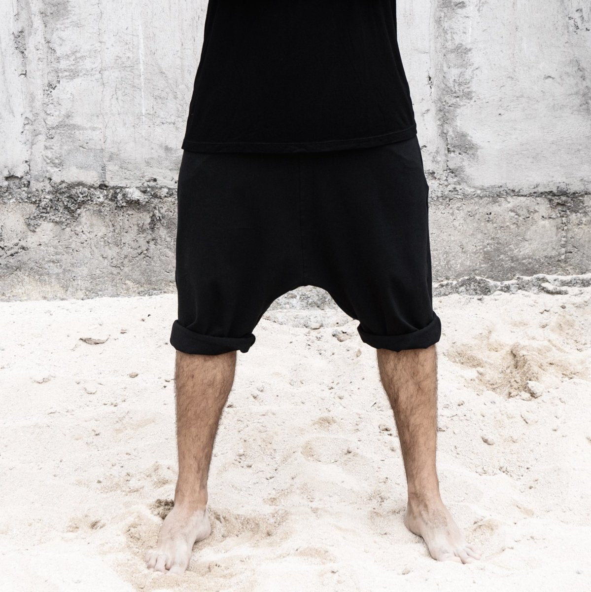 Mens Black Low Crotch Shorts Organic Cotton Lycra - eleven44