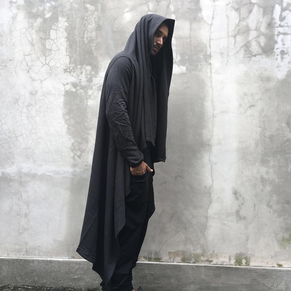 Mens Black Wrap Cloak Organic Cotton - eleven44