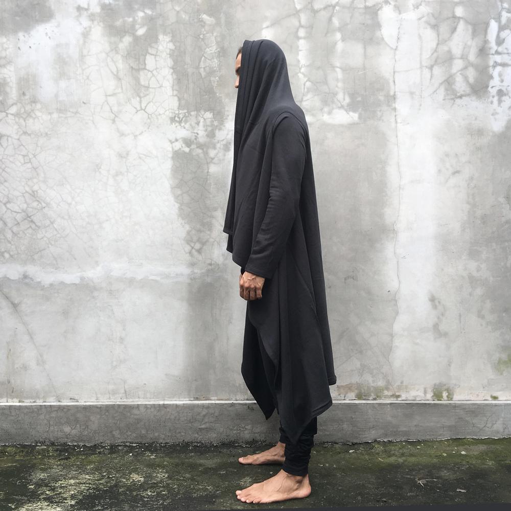 Mens Black Wrap Cloak Organic Cotton - eleven44