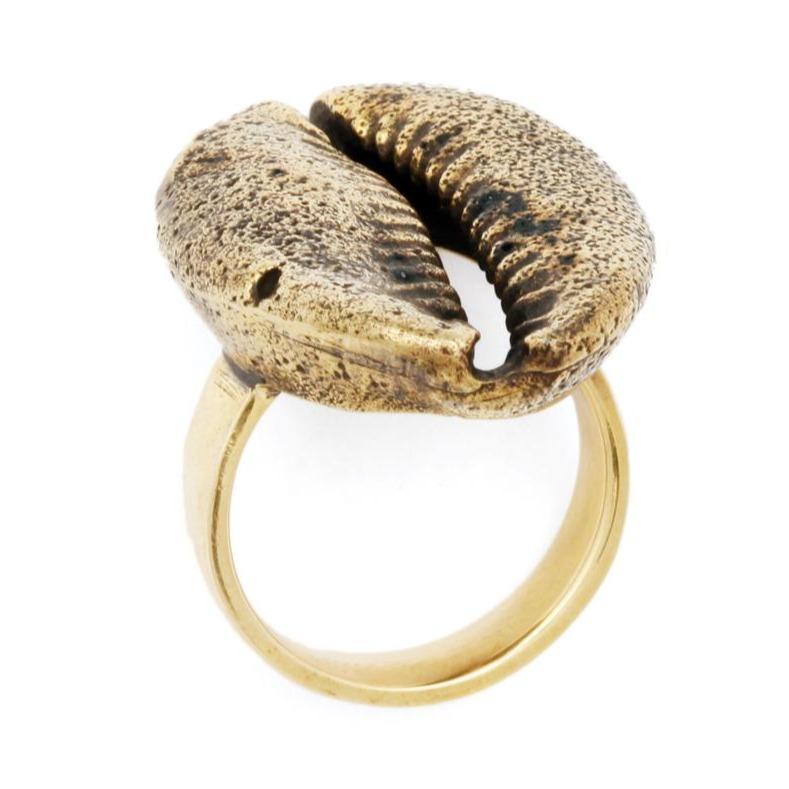 Mens Cowrie Shell Ring Gold - eleven44