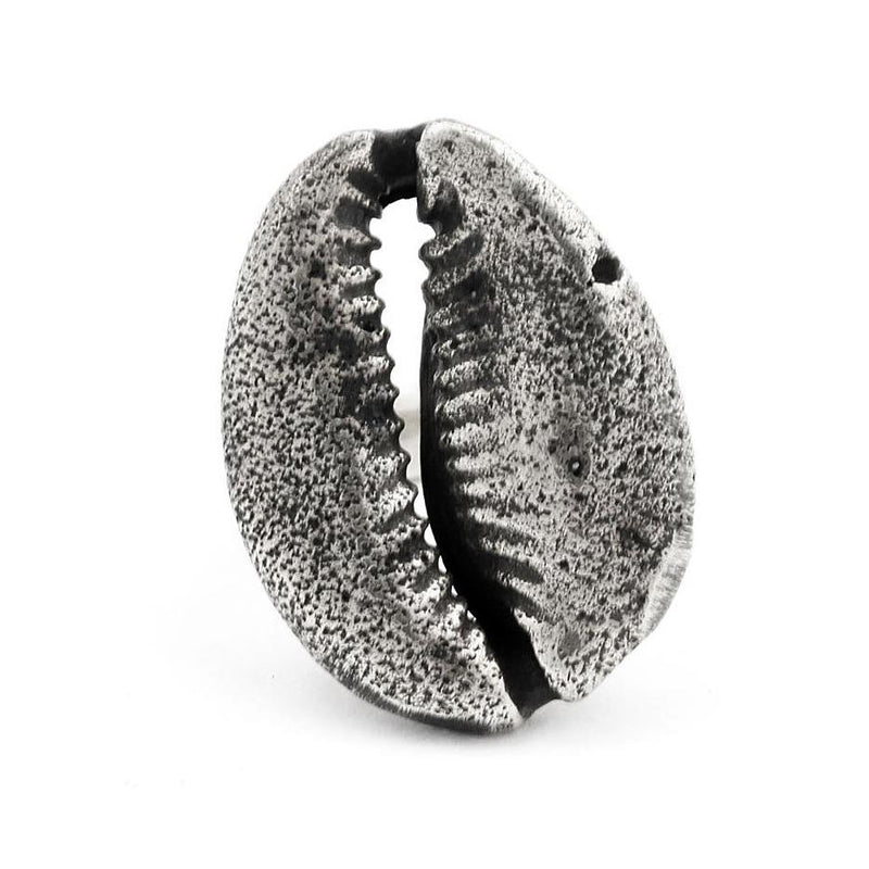 Mens Cowrie Shell Ring Silver - eleven44