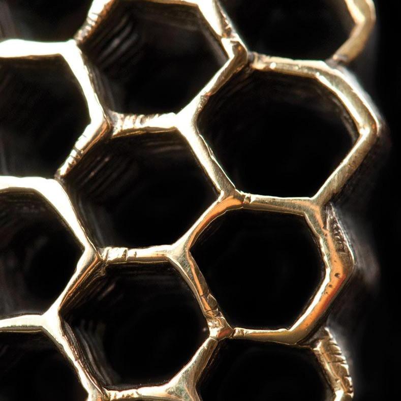 Mens Honeycomb Ring Gold - eleven44