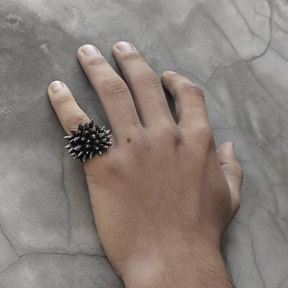 Mens Spike Ring Silver - eleven44