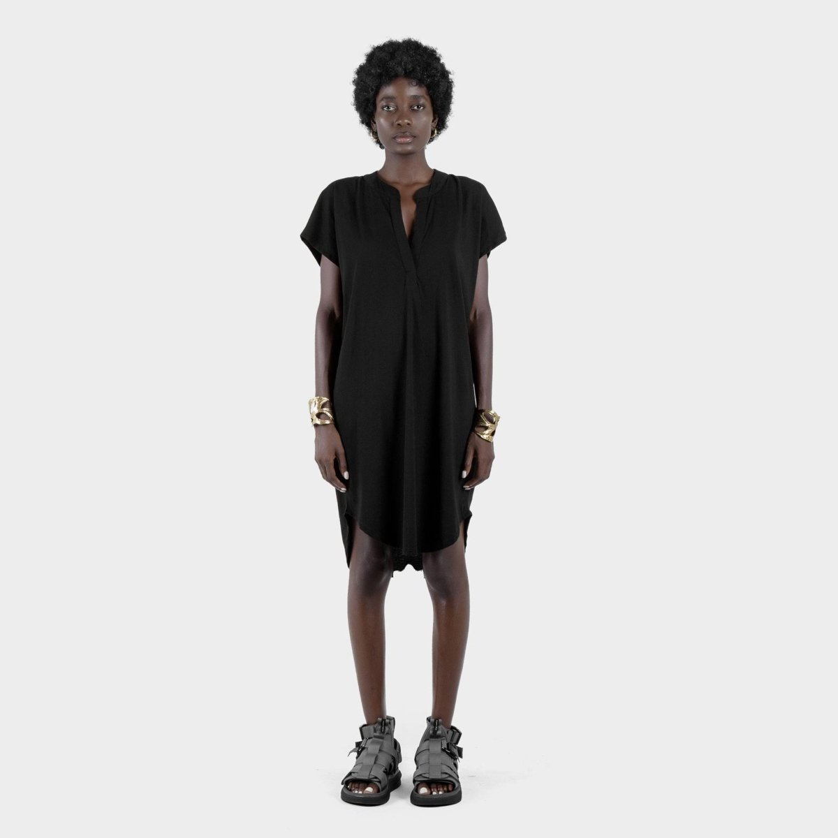 Nata Dress Black Organic Cotton - eleven44