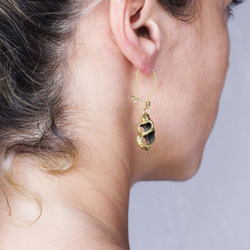 Shell Earrings Brass - eleven44