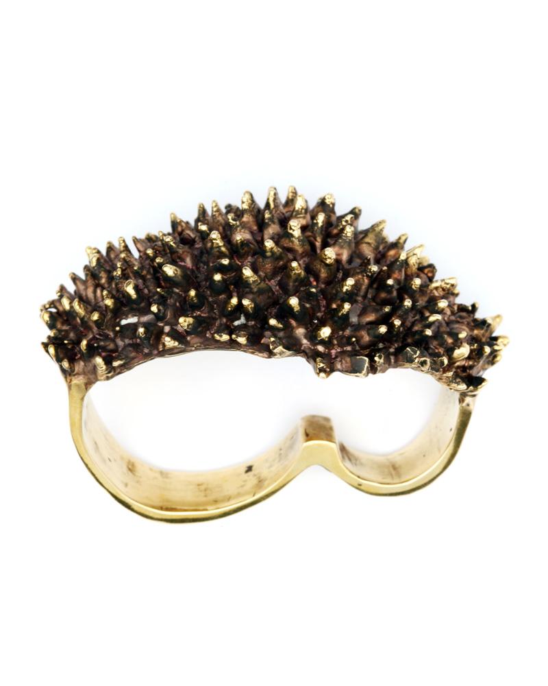 Spike 3 Finger Ring Gold - eleven44