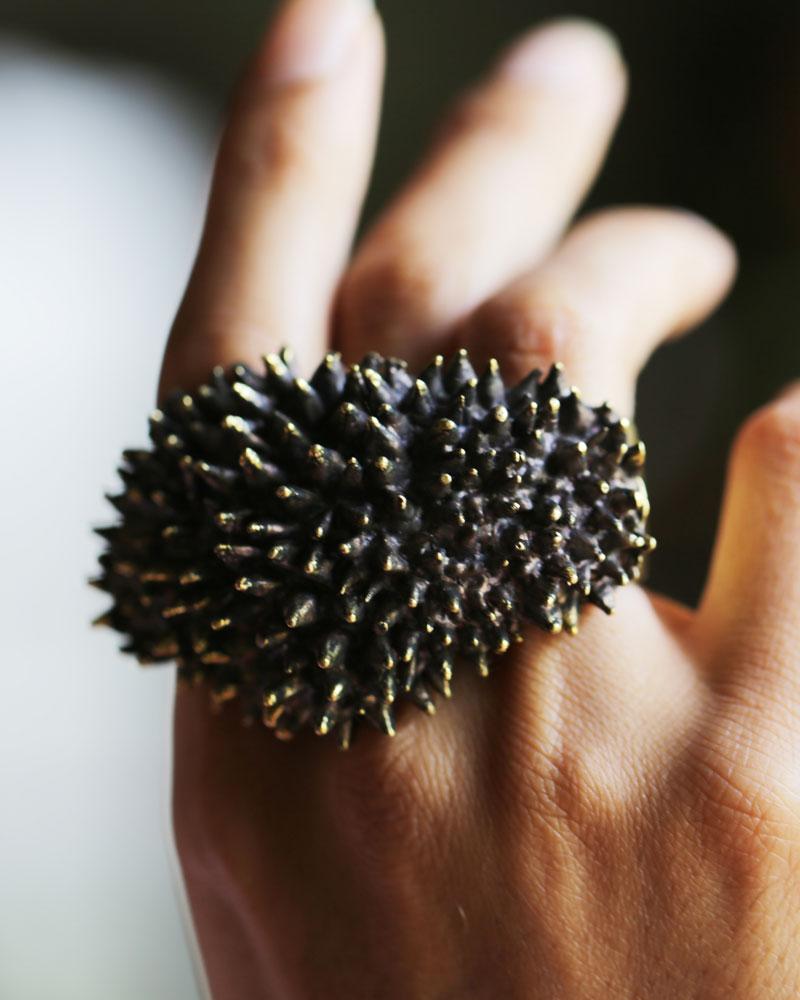 Spike 3 Finger Ring Gold - eleven44