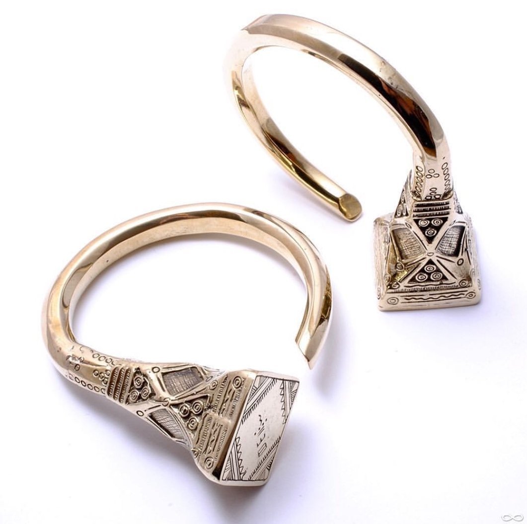 Tuareg Gauged Hoop Earrings Brass - eleven44